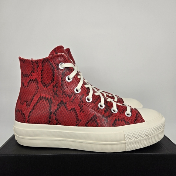 Chuck Taylor All Star Lift Platform High Snakeskin Red Women's Shoes Size 7 - Picture 3 of 8